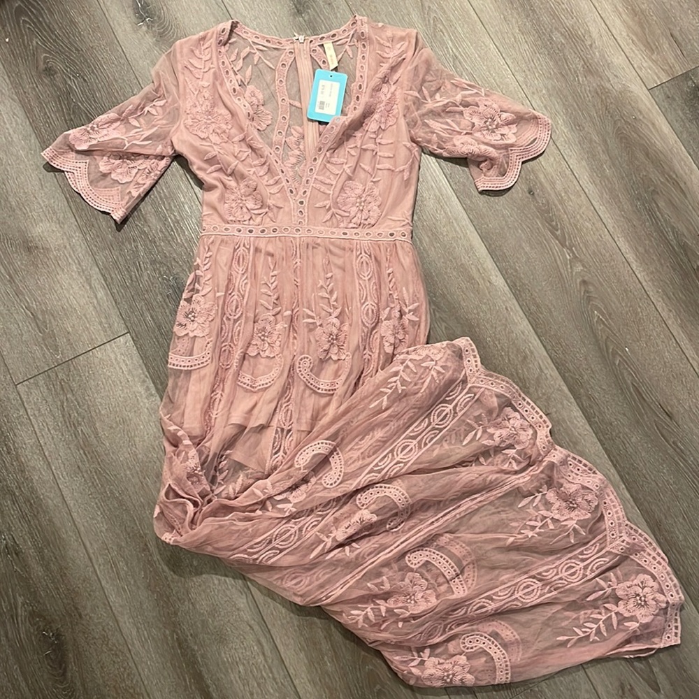 Wishlist Dusty Pink Embroidered Jumpsuit Romper